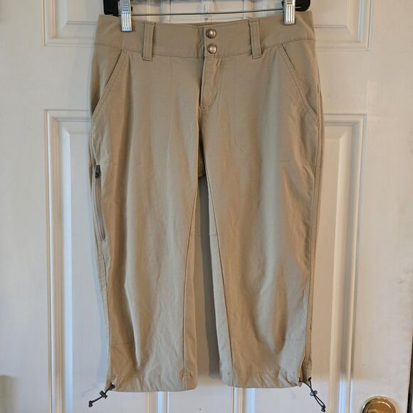Columbia Omni Shield Cropped Pants Women Size 4 Capris Active Outdoor Hiking Tan - Picture 1 of 8